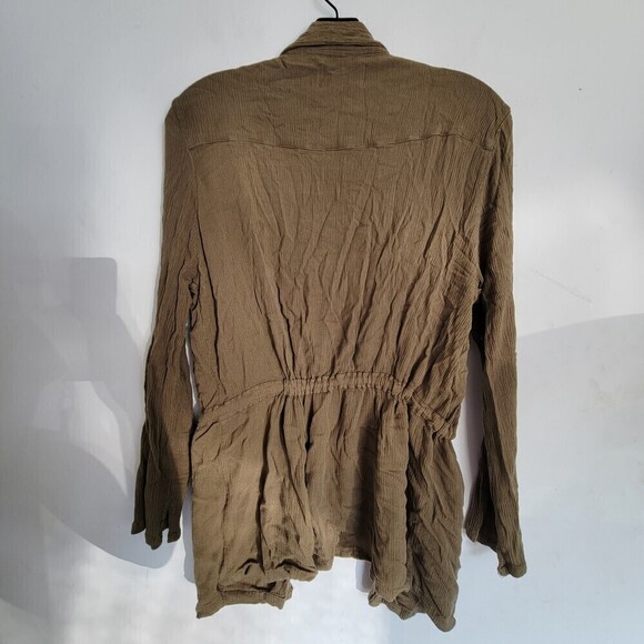 Cleobella Brown Pocket Front Long Sleeve Belted Light Cardigan Jacket Size Small - Picture 3 of 10